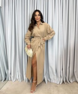 Vestido em linho. Veste do 36 ao 42.